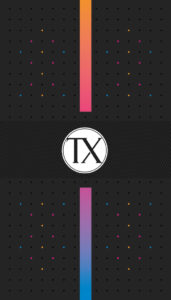 Visitekaartje in het zwart met kleuren voorkant TX design