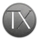 Logo TX design donker als aanduiding voor de pagina met zwart als thema